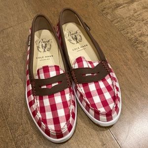 Cole Haan Pinch Maine Loafers Red & White Gingham - Size 7